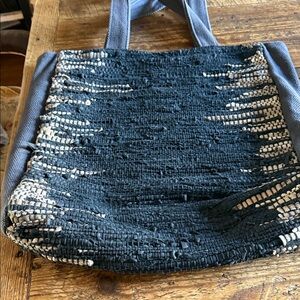 Ink and Alloy dark navy  and beige  Tote Bag heavy
